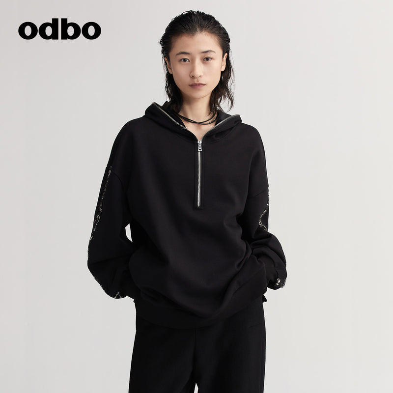 【商場同款】odbo/歐迪比歐設計感小眾衛衣女秋冬2022年新款外套