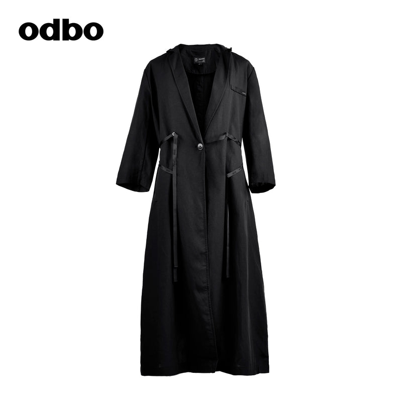Odbo/歐迪比歐專櫃同款設計師品牌中長款百搭外套風衣