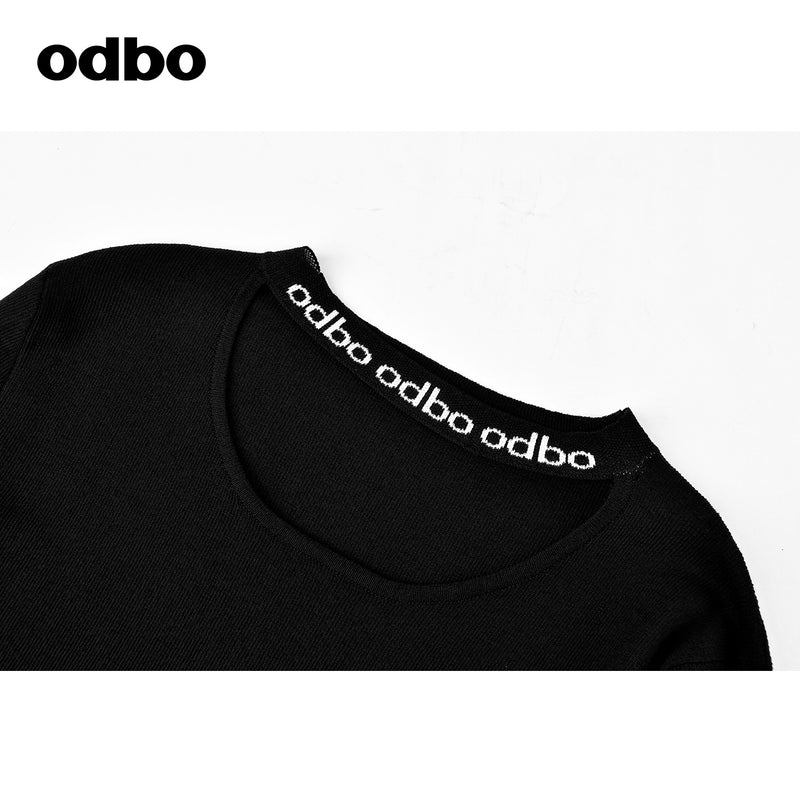 【商場同款】odbo/歐迪比歐修身百搭針織衫女夏季2022年新款上衣