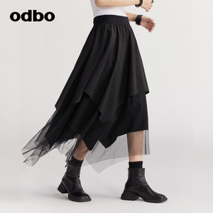 【商場同款】odbo/歐迪比歐半身裙女2022秋冬新款設計感小眾A字裙