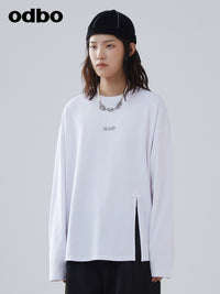 heardbyodbo2022年新款時尚開叉長袖白色T恤