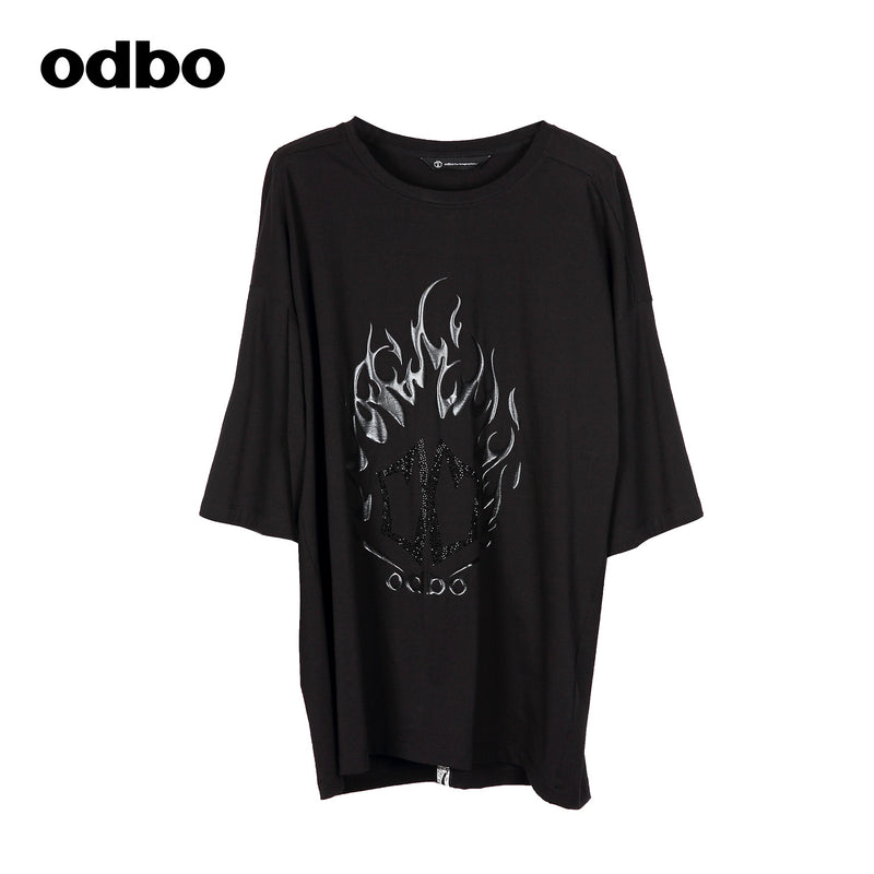 【商場同款】odbo/歐迪比歐2022新款印花短袖T恤男設計感小眾上衣