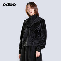 【商場同款】odbo/歐迪比歐時尚連帽短外套女秋冬2022年新款上衣