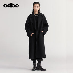 【商場同款】odbo/歐迪比歐秋冬2022新款毛呢大衣女保暖羊毛外套