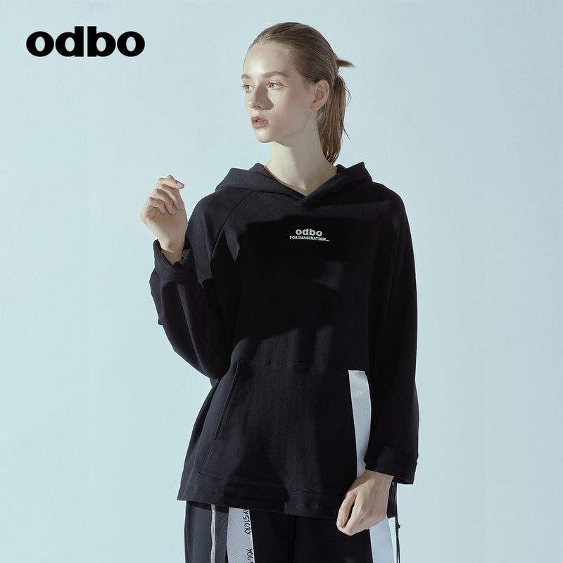 Odbo/歐迪比歐專櫃同款設計師品牌套頭寬鬆休閒連帽衛衣女