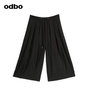 Odbo/歐迪比歐專櫃同款設計師品牌女休閒寬鬆闊腿褲