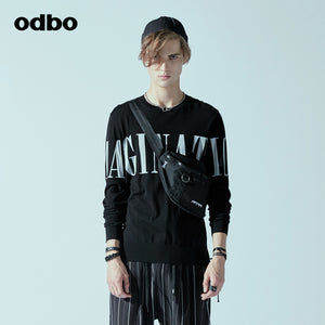 Odbo/歐迪比歐2022春季男新款設計師品牌簡約圓領毛衣