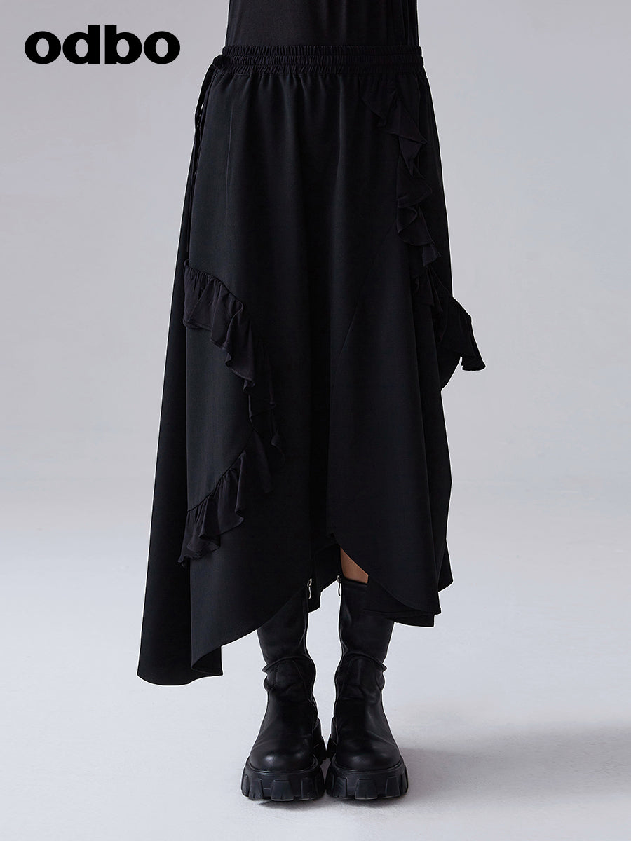 【商場同款】odbo/歐迪比歐春裝2022年新款時尚設計感小眾半身裙