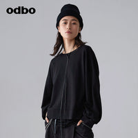 【商場同款】odbo/歐迪比歐春裝2022年新款女時尚設計感短款衛衣