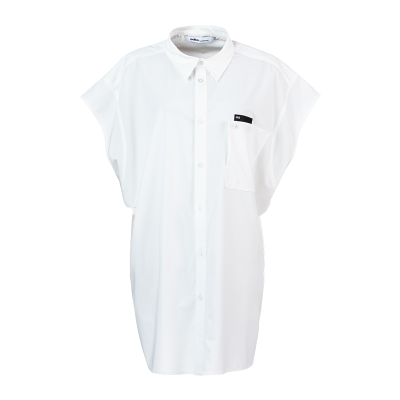 Odbo 520主題後背印花短袖白色襯衫女夏季2022年新款中長款上衣潮