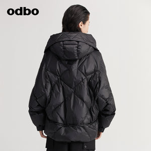 【商場同款】odbo/歐迪比歐2022冬季新款羽絨服女白鴨絨加厚外套