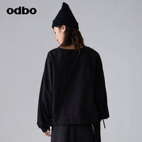 【商場同款】odbo/歐迪比歐春裝2022年新款女時尚設計感短款衛衣