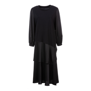 Odbo/歐迪比歐夏季2022年新款女撞色假兩件連衣裙設計感小眾裙子