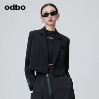 Odbo 氣質高級感炸街黑色短款小西裝外套女早秋2022新款超好看潮