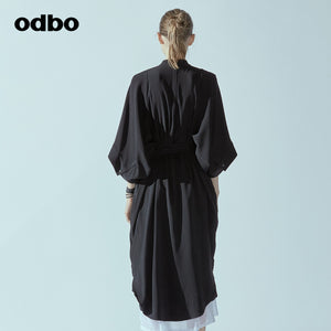 Odbo/歐迪比歐專櫃同款設計師品牌2022春襯衫連衣裙L20192030D