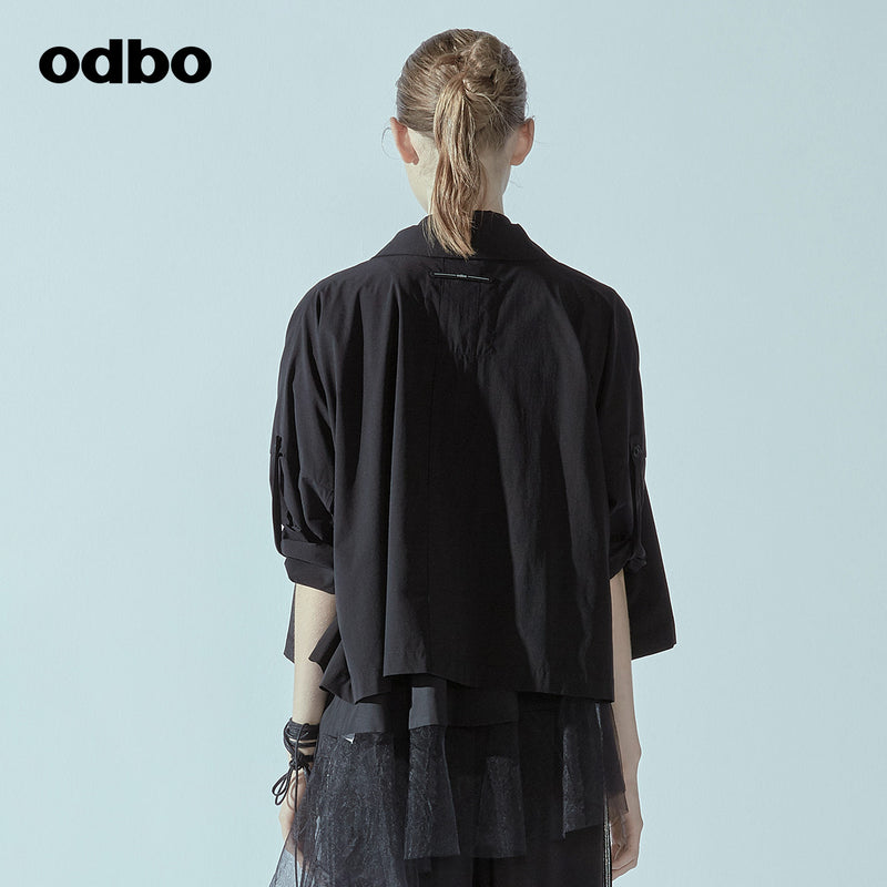 Odbo/歐迪比歐專櫃同款設計師品牌2022春女風衣短外套L20121060D