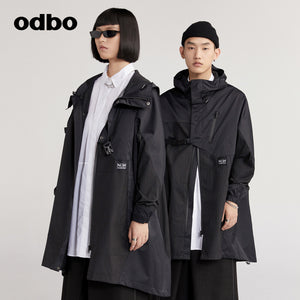 【商場同款】odbo/歐迪比歐設計感風衣女秋冬2022年新款斗篷外套