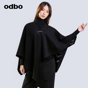 【商場同款】odbo/歐迪比歐不規則斗篷短外套女秋冬2022新款上衣