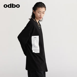 【商場同款】odbo/歐迪比歐休閒印花T恤女秋冬2022新款設計感上衣