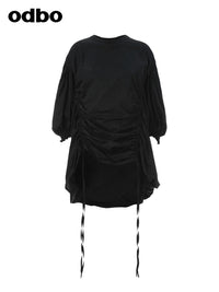 【商場同款】odbo/歐迪比歐抽褶設計不規則襯衫女設計感小眾上衣