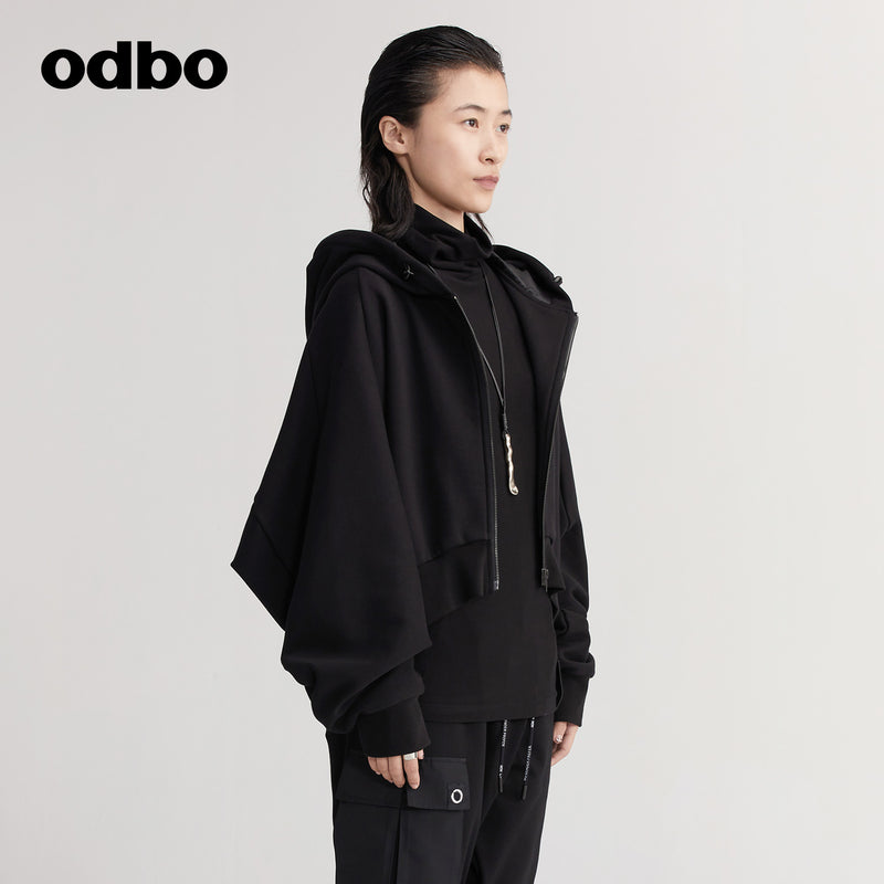 【商場同款】odbo/歐迪比歐秋冬2022新款黑色短外套女針織上衣