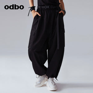 【商場同款】odbo/歐迪比歐春裝2022年新款女抽繩束腳嘻哈休閒褲