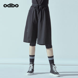 Odbo/歐迪比歐專櫃同款設計師品牌2022春女假兩件中褲