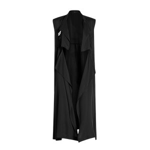 Odbo 工裝風開衫無袖黑色背心外套女夏季2022年新款垂感長款上衣