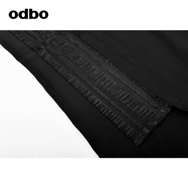 【商場同款】odbo/歐迪比歐高腰闊腿褲女夏季2022年新款百休閒褲