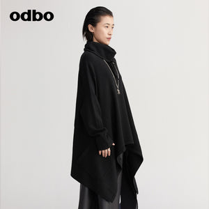 【商場同款】odbo/歐迪比歐不規則針織衫女秋冬2022新款外穿毛衣