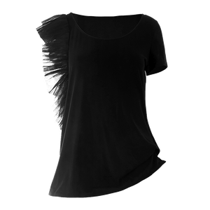 【商場同款】odbo/歐迪比歐春裝2022年新款設計感小眾黑色時尚T恤