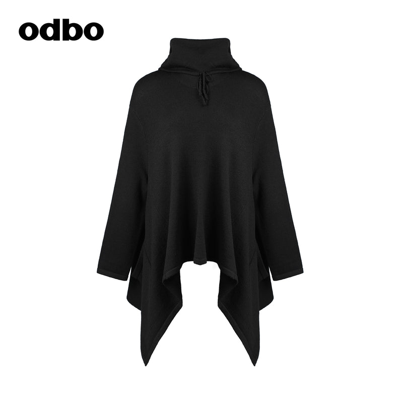 【商場同款】odbo/歐迪比歐不規則針織衫女秋冬2022新款外穿毛衣