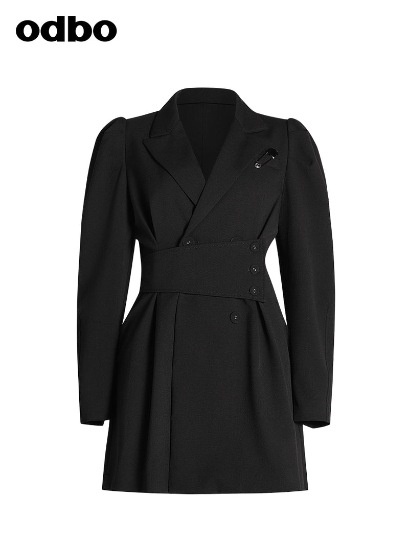 Odbo高級感炸街西裝外套女設計感小眾黑色氣質收腰顯瘦休閒上衣