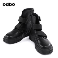 Odbo/歐迪比歐專櫃同款設計師品牌百搭皮靴短筒靴子馬丁靴