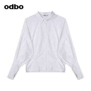 Odbo 原創設計感小眾燈籠袖白色襯衫女夏季2022新款百搭休閒上衣