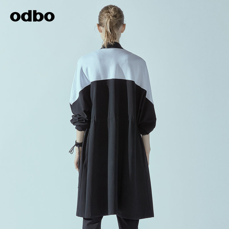 Odbo/歐迪比歐專櫃同款設計師品牌2020春女撞色連衣裙L20192010D