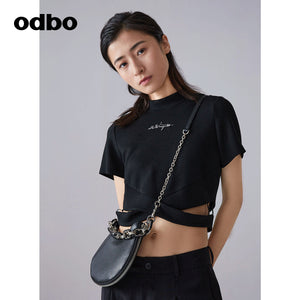 【商場同款】odbo/歐迪比歐潮牌小眾設計感真皮月牙包女時尚女包