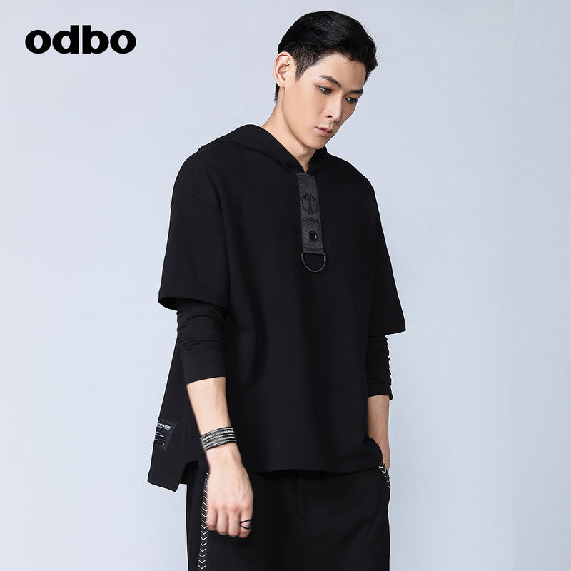 Odbo/歐迪比歐專櫃同款設計師品牌2022夏男休閒運動短袖連帽衛衣
