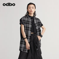 【商場同款】odbo/歐迪比歐格子馬甲女秋冬2022新款外穿背心外套