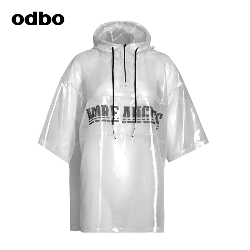 Odbo/歐迪比歐專櫃同款設計師品牌短袖連帽罩衫衛衣T恤