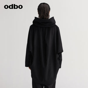 【商場同款】odbo/歐迪比歐秋冬女毛呢外套女中長款雙面呢子大衣