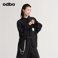 商場同款dbo2022新款黑色長袖襯衫女設計感小眾百搭休閒上衣