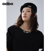 Heardbyodbo2022年新款女時尚海軍風黑色貝雷帽女英倫風八角帽子