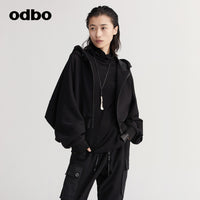 【商場同款】odbo/歐迪比歐秋冬2022新款黑色短外套女針織上衣