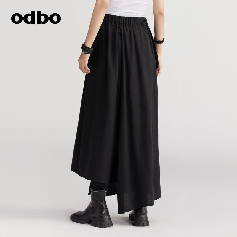 【商場同款】odbo/歐迪比歐原創休閒裙褲女不對稱時尚褲子