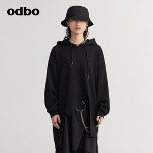 【商場同款】odbo/歐迪比歐時尚氣質連帽衛衣女2022秋冬新款外套