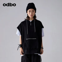 【商場同款】odbo/歐迪比歐春裝2022新款女潮流時尚連帽針織衛衣