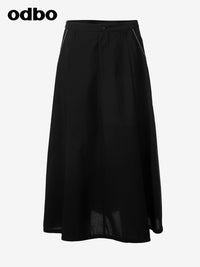 【商場同款】odbo/歐迪比歐春裝2022年新款女高腰黑色A擺半身裙子