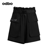 odbo 設計師品牌 工裝風 大口袋 腰帶 闊腿短褲