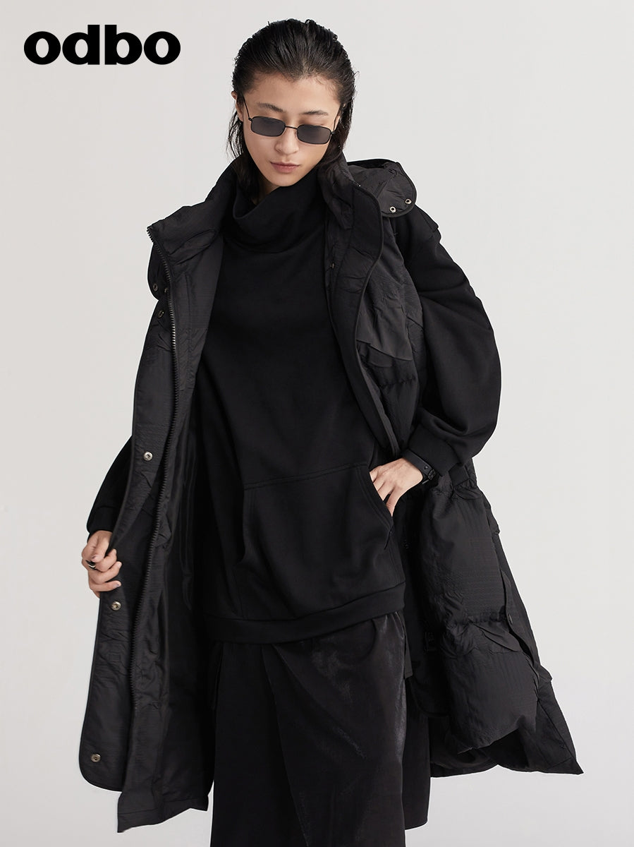 【商場同款】odbo/歐迪比歐秋冬季2022年新款羽絨服女設計感外套